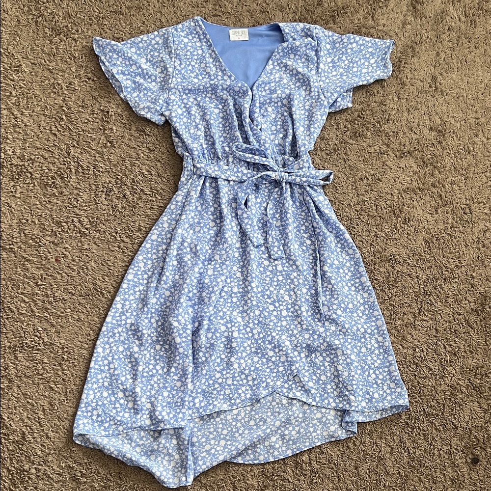 Sienna Sky Light Blue Wrap Dress